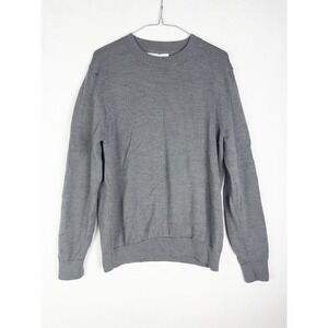 Alex Crane Pullover Sweater Mens L Gray Ribbed Cableknit Italian Merino Wool